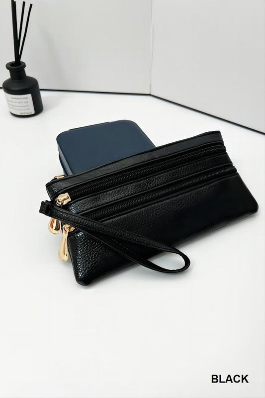 Vegan leather wrist wallet clutch purse